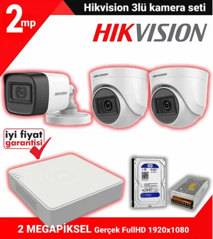 Hikvision 3 Kameralı Güvenlik Seti