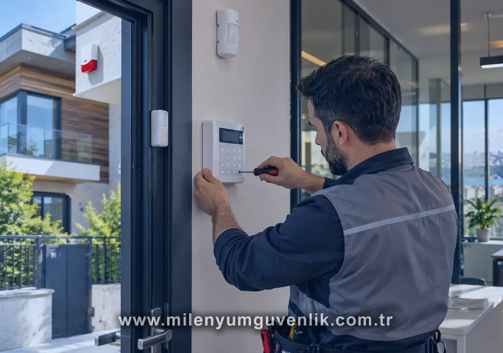 Ev ve iş yerleri için hırsız alarm sistemi, hareket dedektörü, alarm kontrol paneli ve güvenlik sistemi ekipmanları