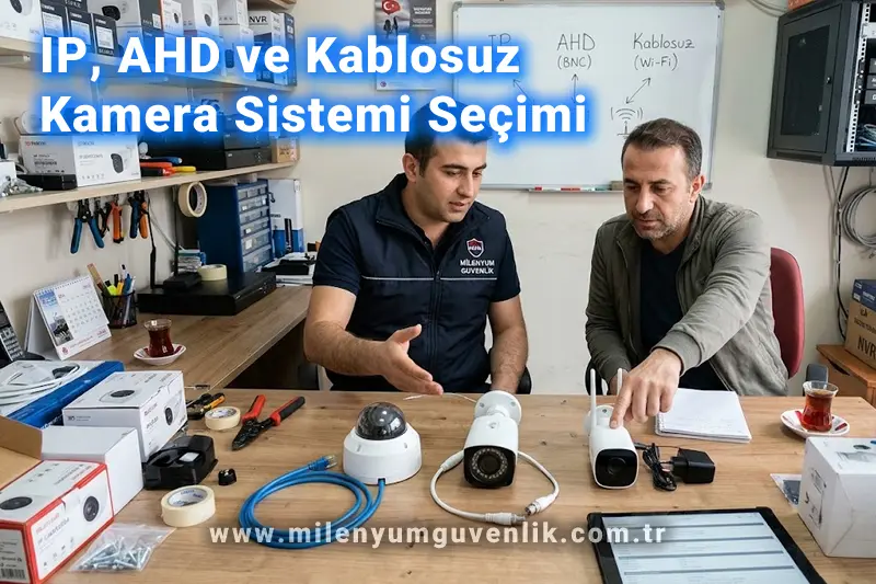 IP ağ kamerası, AHD analog güvenlik kamerası ve Wi-Fi bağlantılı kablosuz kamera modellerinin karşılaştırılması
