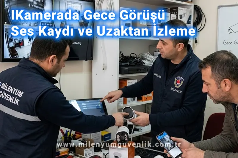 Gece görüşü ve dahili mikrofon özelliklerine sahip IP güvenlik kamerası ile düşük ışıkta görüntü ve ses kaydı