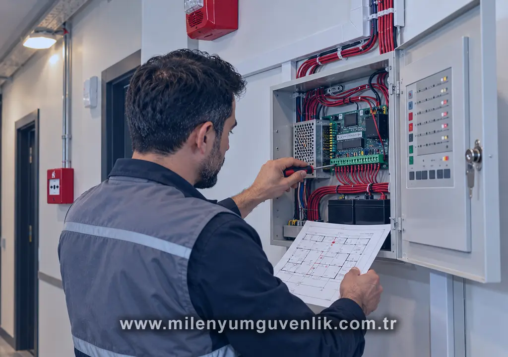Konvansiyonel yangın alarm paneli bağlantıları ve profesyonel sistem kurulumu