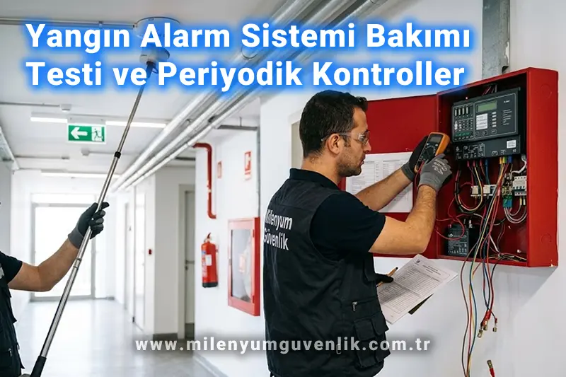 Yangın alarm sisteminde duman dedektörü, yangın alarm paneli ve alarm butonunun bakım ve fonksiyon testlerini gerçekleştiren teknik servis personeli
